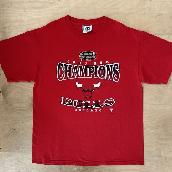 Vintage Chicago Bulls Shirt XL Red 1996 NBA Finals Champs Nutmeg Michael Jordan - Picture 2 of 7